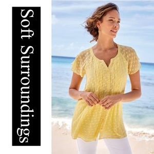 SOFT SURROUNDINGS 77%SILK  Flutter Short Sleeves